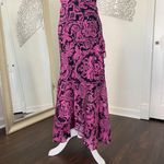 Early 2000's Pink Black Mesh Sequin Frilly Beaded Asymmetric Midi Dress L / 12 Photo 4