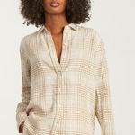 Everlane  100% Linen Button Down Shirt in Iced Coffee Plaid Size 8 Photo 0