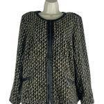 Bob Mackie  Fleece Printed Front Zip Long Sleeve Jacket Artsy Brown Size L Photo 0