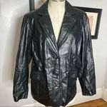 Leather blazer jacket black women’s medium‎ Black Photo 1