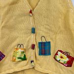 VINTAGE Yellow Shop Til You Drop Vest Embroidered Applique Purses size large Photo 5