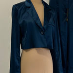 House of Harlow Teal Satin Crop Blazer Size L Photo 0