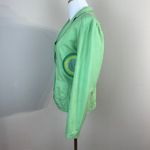 Desigual  Blazer Jacket Womens 6 Green Artsy Graphic Stencil Patch 100%‎ Cotton Photo 9