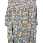 Lucky Brand  Plus Size 1X Top Blue‎ Pink Floral Cold Shoulder with Ties 1412 Photo 0