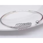 Boutique NEW Feather Cuff Bangle Bracelet 925 Sterling Silver Adjustable Photo 7