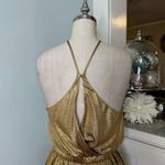 Halston Heritage Metallic Gold Textured Racerback Cocktail Dress XS NWT Photo 4