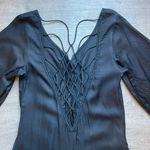 Free People Later Days Midi Button Front Lattice Back Black Dress Size 2 Photo 6