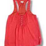 Aerie  Women’s Small Red Sheer Racerback Tank Top Pintuck Button Front Boho Photo 0