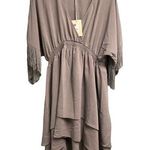 Hot & Delicious NWT Gray Flowy Tiered Dress with Fringe SZ M Photo 0