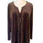 Nottibianche Dark Brown Plush Velour Zip Front Kimono Robe Size L Photo 1