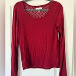 Aeropostale Red Lace Long Sleeve Blouse Photo 0