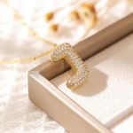 Letter J Initial Zircon Balloon Necklace Gold Photo 0