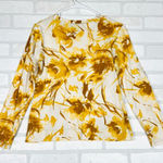 Vera Wang Simply Vera Beautiful Yellow & White Long Sleeve Shirt‎ Size Small by  Photo 0