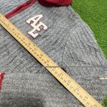 American Eagle Retro  Sweater X Sm. Gray Red Varsity Cardigan Cropped Full Zip AE Photo 4