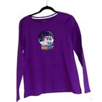 Talbots NWOT Christmas Purple Snow Globe Holiday Festive Top Photo 6