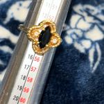 Vintage LIND Black Spinel & Diamond Gold Cocktail Ring with a quatrefoil setting Photo 14