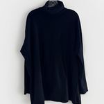 Garnet Hill Size XS Black Wool Cashmere Turtleneck Pouch Oversized Tunic Sweater Photo 4