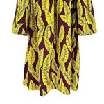 Anthropologie Vintage Off the Shoulder Neon Leaf Print Tunic Shirt Dress Photo 2