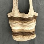 Lina: Brown/Tan/Beige/ White Woven (crocheted) Shoulder Bag Photo 0