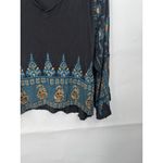 Free People Medallion Bohemian Blouse Women M Black Retro Floral Relaxed Retro Photo 8