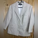 Kasper Pinstripe Suit Seersucker Fabric full lined classic workwear staple Sz 10 Photo 3