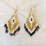 Handmade Miyuki Beaded Fringe Boho Earrings Gold Photo 6