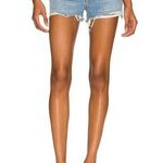 GRLFRND  Helena High Rise Button Fly Jean Shorts in Haggard Wash Frayed Size 24 Photo 0