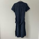 Whistles Dark Denim Easy Linen Belted Short Sleeve V Neck Shirt Dress 8 Blue Photo 2