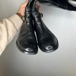 Tory Burch  Marlene Black Leather Riding Boots Gold Embossed Logo Women's Size 7M Photo 4