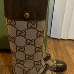 Gucci Monogram Jumbo GG Cordovan Lux Zelda Harness Riding Boots Camel Ebony New Acero Size 37.5 Photo 1