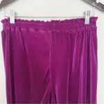 ZARA Purple Ribbed Pull on Ruffle Elastic Waist Shorts Size Large Shiny Stretch Photo 3