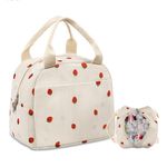 Strawberry Print Cream Insulated Lunch Box Red Photo 1