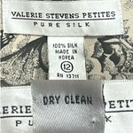 Valerie Stevens VTG 90s Silk Floral Midi Dress Button Front Beige Black Size 12P Photo 11
