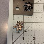 NEW Black & Silver Flower Earrings w/ Rhinestone for Pierced Ears Photo 7