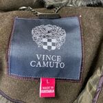 Vince Camuto Olive Green Wool Faux Fur Collar Long Sleeve Trench Coat Jacket L Photo 3