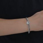 Smiley Face Charm Bracelet for Men Women Streetwear Unisex Style Silver Photo 6