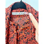 Alice + Olivia  Tammy Mandarin-Collar Button-Down Shirt With Removable Tie Red M Photo 2