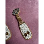 Champagne Bottle White Gold Beaded Rhinestone Dangle Earrings Costume Jewelry Photo 6