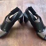 ANYI LU Handmade Italy Black & silver Metallic Leather Heel Size 8.5 slingback Photo 5
