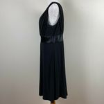 Jones Wear Dress 14 Black Empire A-Line Knee Length Pleat V-Neck Cocktail Party Photo 6