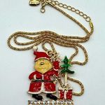 New without tags red and white crystal and enamel Santa Claus Christmas necklace Photo 0