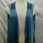 Women's Long Fringe Blue Angle Vest By La Vanya Size 2X Photo 0