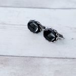 Vintage Clip On Earrings Stylish Black Oval Photo 2