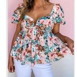 Buddy Love Houston Floral Puff Sleeve Deep V Photo 0