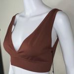 We Wore What  Circular Knit V-Neck Bra Top in Brunette Photo 9