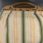 Banana Republic Vintage  Wooden Handle Clutch Lemon Aplique Striped Bag Photo 3