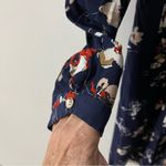 Suzy Shier  Floral Navy Blue pattern dress SZ SP optional roll up sleeves Photo 5