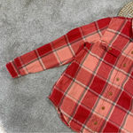 L.L. Bean Women’s Heavy Flannel Shacket Plaid Button Front Shirt Longsleeve L Orange Size L Photo 4
