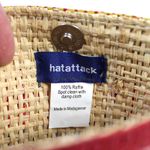 NEW Hatattack Rattan Rainbow Stripe Pom Pom Woven Clutch Beachy Summer Tan Photo 2