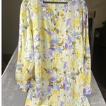 Denim & Co Top 5X Plus Yellow Floral Popover V Photo 2